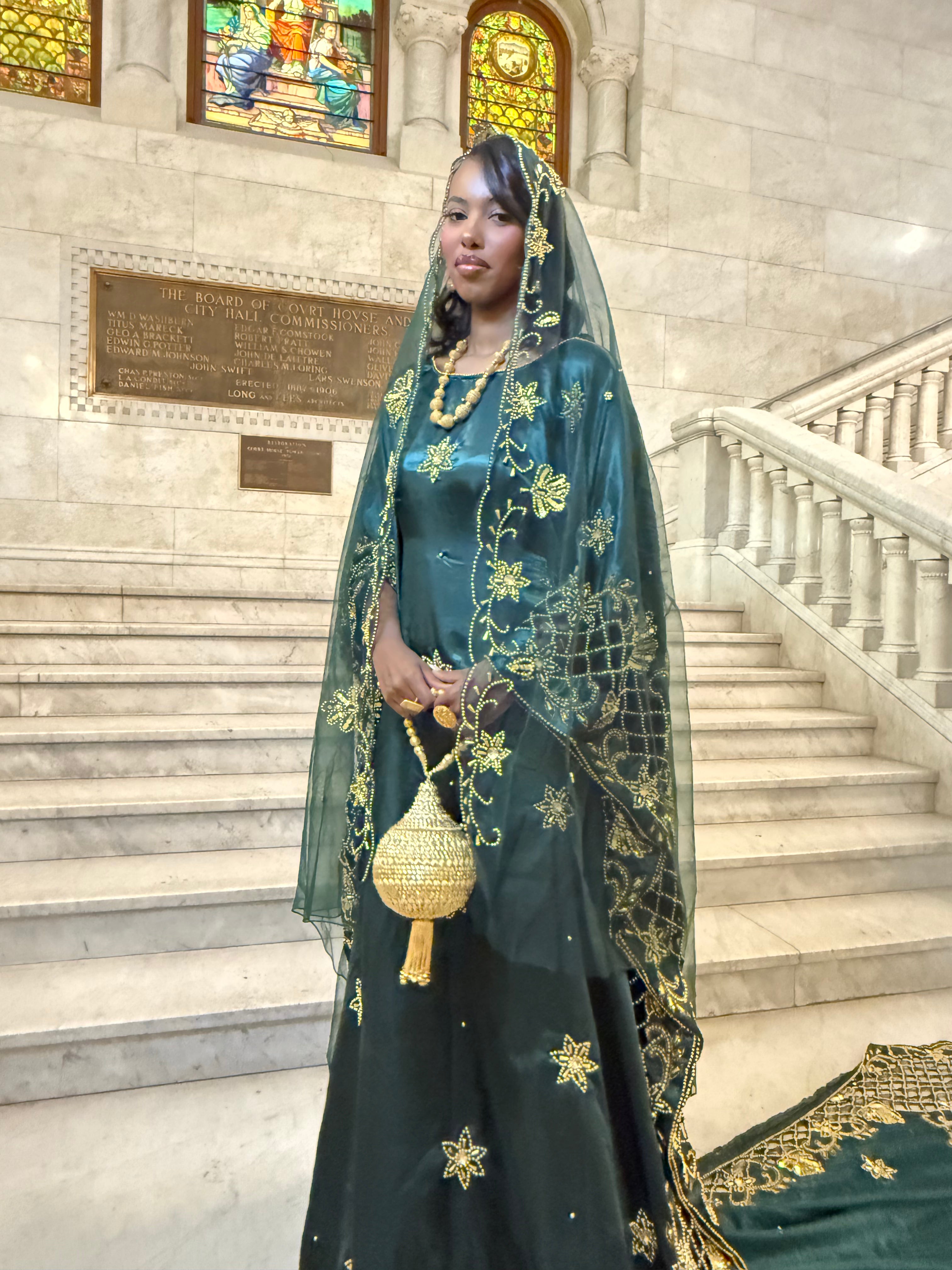 Samira Satin Bridal Dirac - Emerald Green