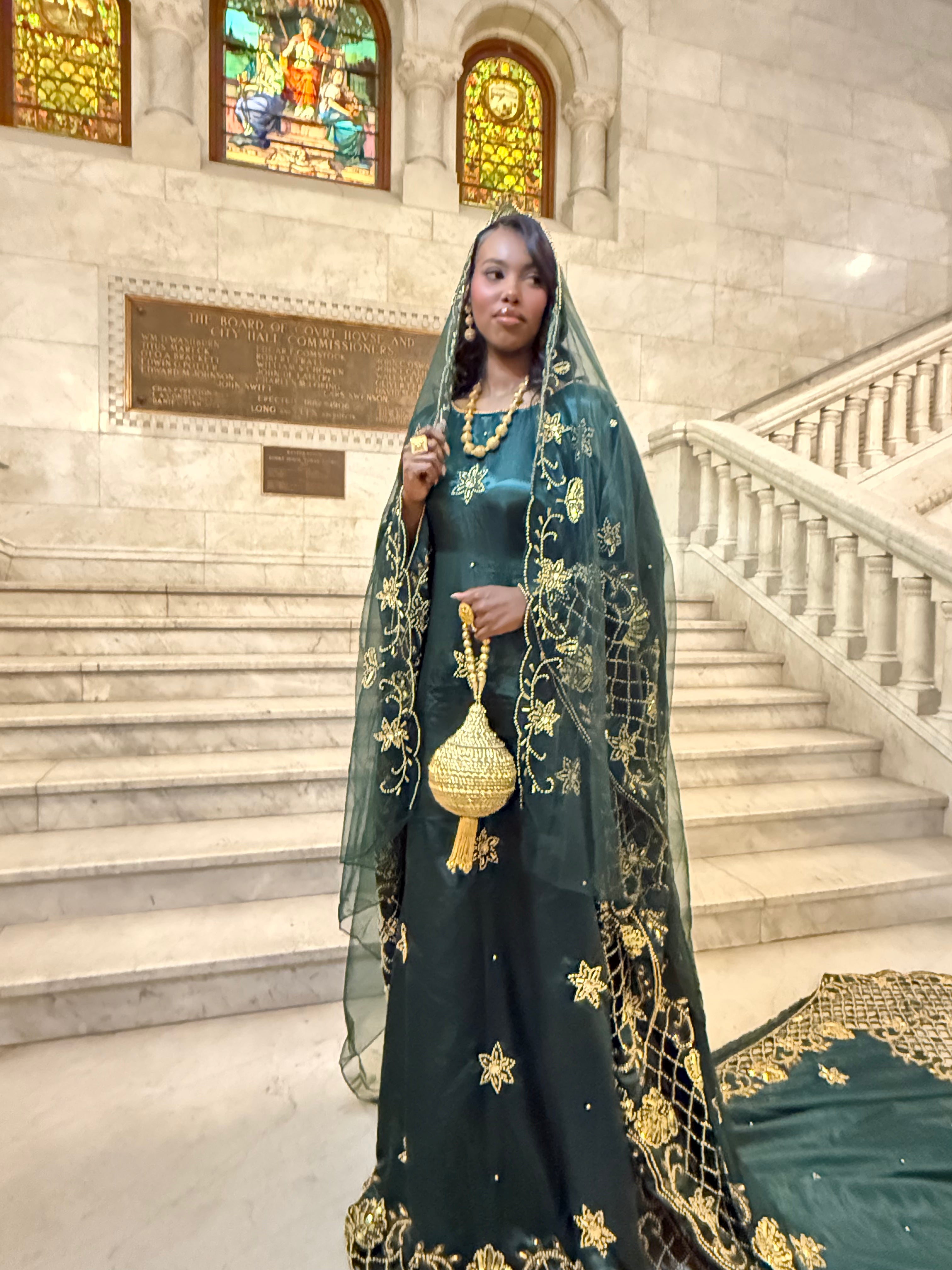 Samira Satin Bridal Dirac - Emerald Green