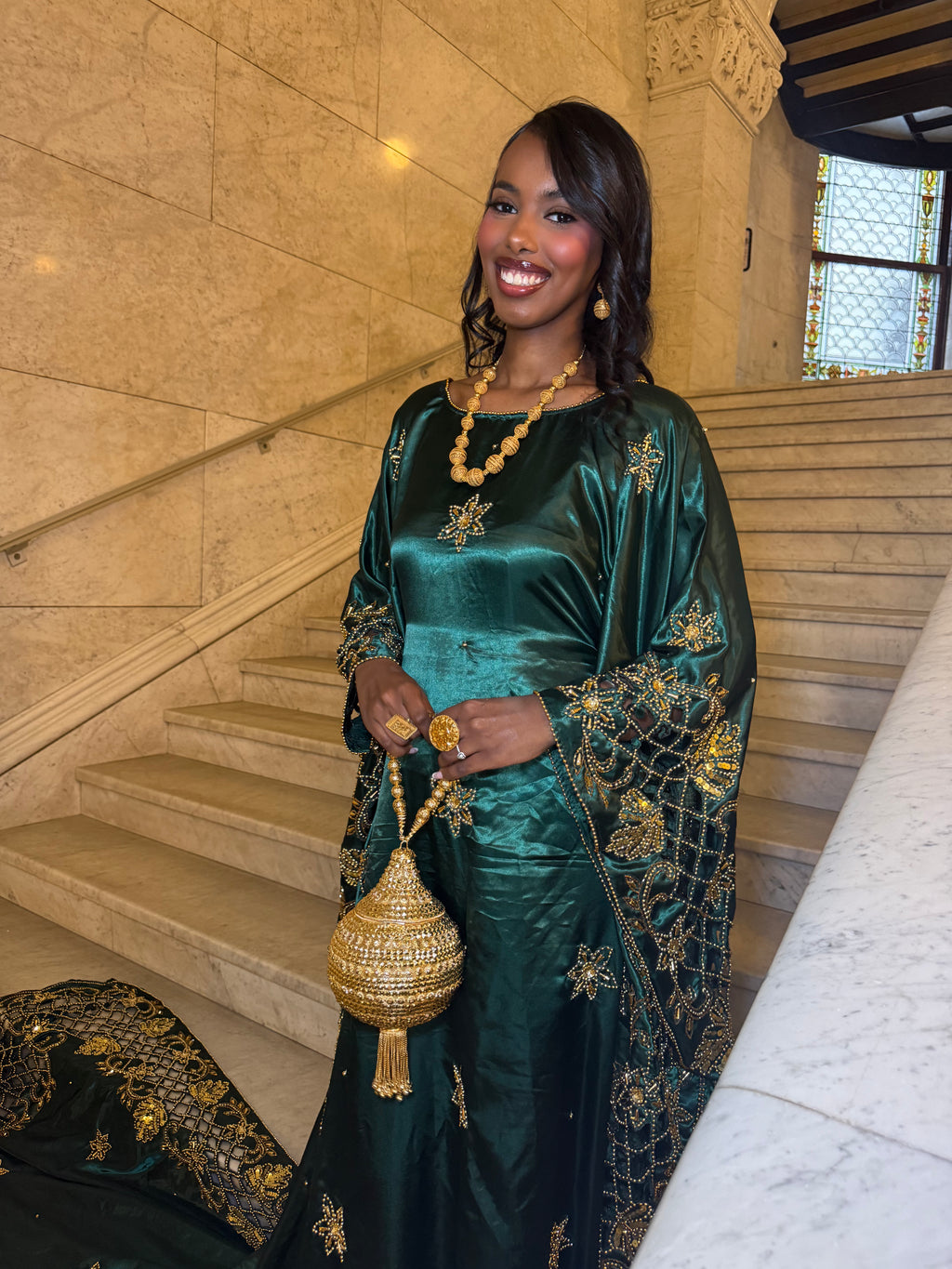 Samira Satin Bridal Dirac - Emerald Green