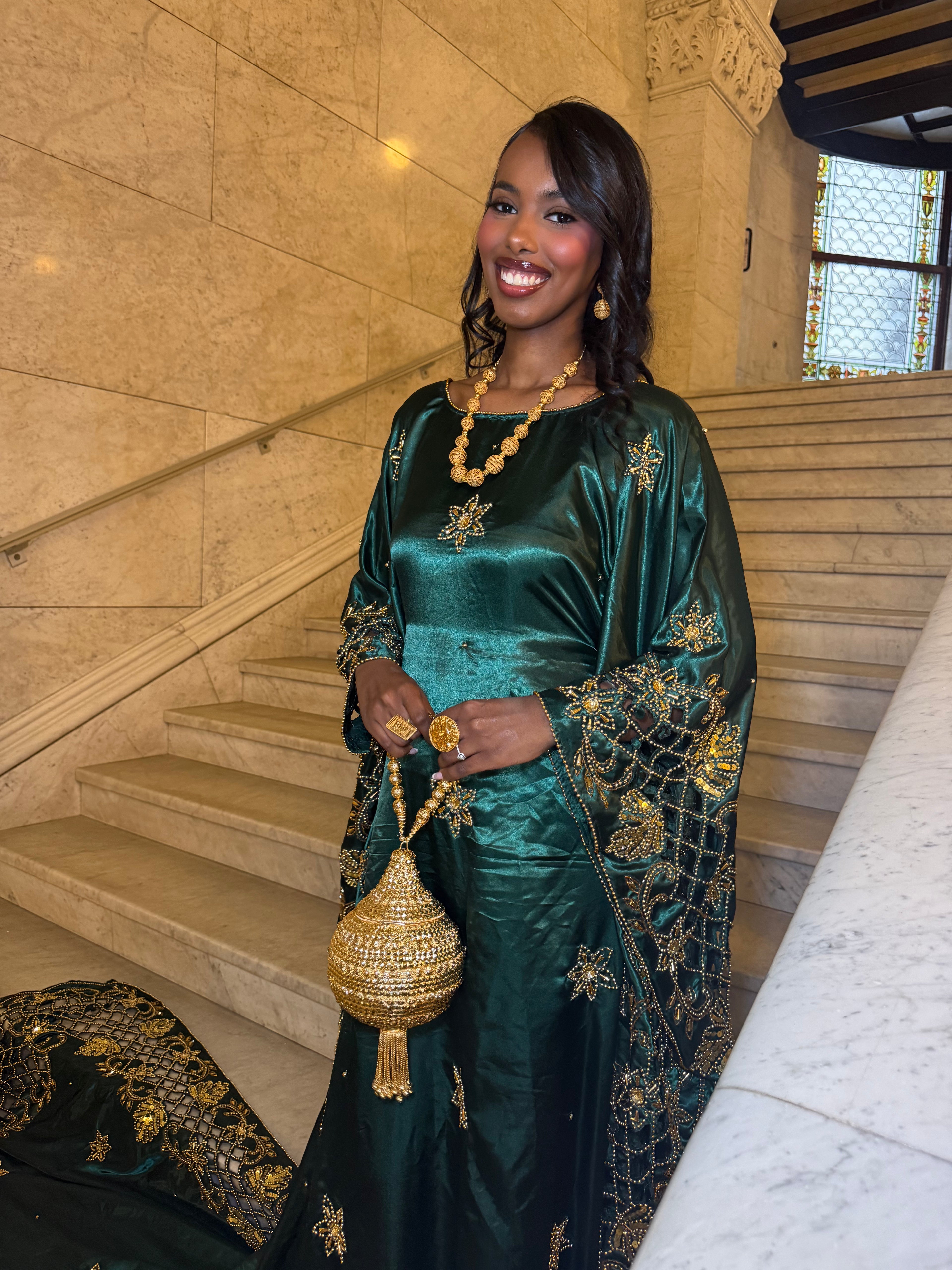 Samira Satin Bridal Dirac - Emerald Green